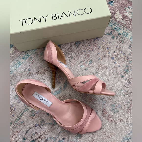 New In Box - Tony Bianco Raff Multi Pink Suede Leather Heels - Picture 2 of 8